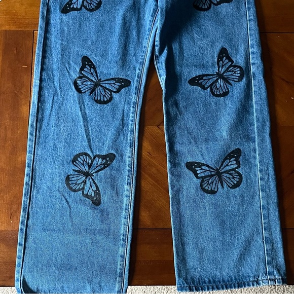 Rue21 wide leg butterfly jeans high waisted juniors size 12 - Picture 2 of 6